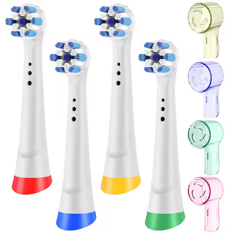 Replacement Brush Heads with Toothbrush Head Dustproof Cover, Compatible with Oral B iO 2/3/4/5/6/7/
