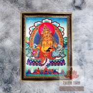 Tantric painting Thangka Hoang Than Tai Jambala wall hanging 36x48cm in glossy fabric, genuine compo