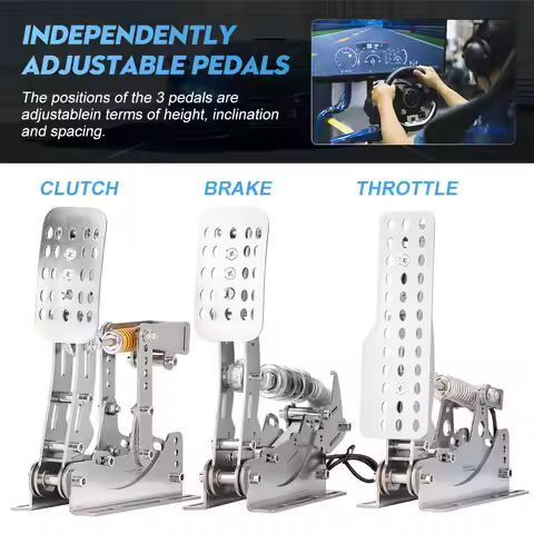 Racing Sim Cockpit Pedals Simulator Steering Wheel Pc Pedal 3mm Load Cell Pedals