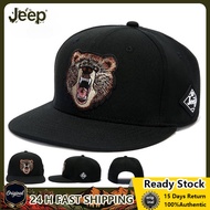 JEEP SPIRIT Men's Black Embroidered Bear Baseball Cap