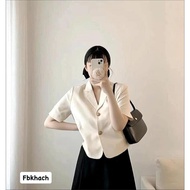 Blazer short sleeve Blazer with Vest neck youthful dynamic style for women Qcc tabao Korean trend (With BIG SIZE) SP98