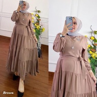 Baju Muslim Modern NAZWA MIDI DRESS WD KATUN RAYON VISCOSE LD 105 CM PB 125 CM Gamis Midi Dress 2023