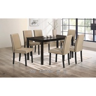 Ready Stock Dining Table Wood Top Set with Chairs