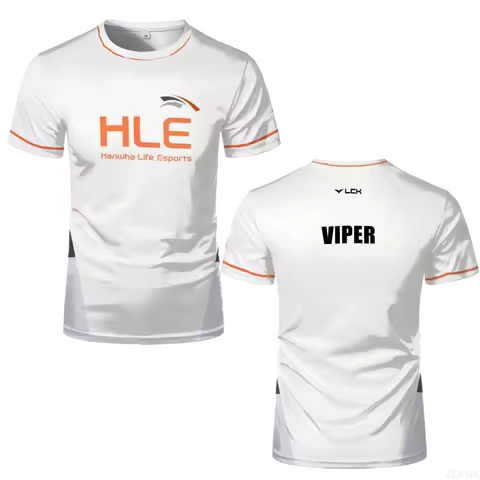 2025 New HLE White Black Uniform T-shirt League Of Legends Esports Games Jersey T Shirt Sports Conte