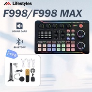V8 V8S BM800 F998 R8 DPS Mixir Live Sound Card with Blutooth 16 Sound 9 Knobs Microphone Full Set fo