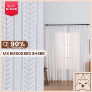 Cozy Bear MS Embossed Sheer【Ready Stock】Hook/Cozy/Layer/White Sheer/Langsir Putih/Soft Lace