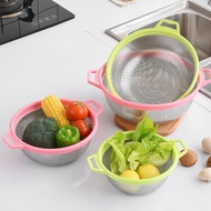 【Random Color】 Fruit And Vegetable Washing Basket Bowl Stainless Steel With Legs 21/24/27/30/33 Cm