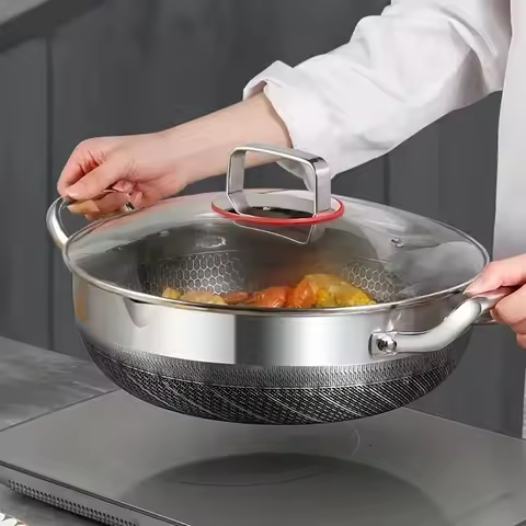 316 Stock Pot Pan Stainless Steel Frying Pan Food Grade Non Stick Pan Honeycomb Pot Bottom Induction