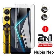 2in1สำหรับ ZTE Nubia Neo กระจกเทมเปอร์3D Arc ใหญ่ HD Nubia เนียนนีโอ5G ฟิล์มกระจกเทมเปอร์ฟิล์มกระจกนิรภัยใส9H ฟิล์มปกป้องหน้าจอ + ปกป้องหน้าจอป้องกันหน้าจอเลนส์