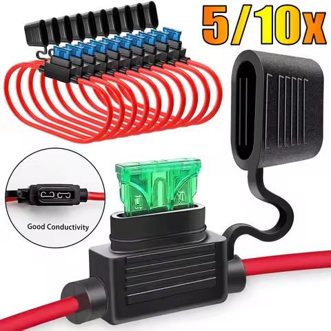 5/10Pcs Car Mini Waterproof Fuse Box Blade Adapter Splash-proof Box 12V 30A in Line Cutoff Switch So