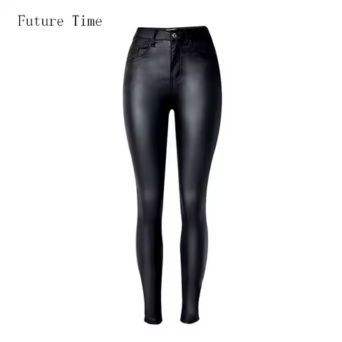 2024 Styling Skinny Women Jeans High Waist Faux Leather Pants Outfit Leggings Chic Casual Girl Stret