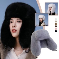 Thickened Warm Windproof Hood Imitation Fur Fox Fur Snow Hat With Ear Flaps For Winter D2u7