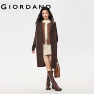 GIORDANO WOMEN Button closure mid long hooded cardigan 13355752