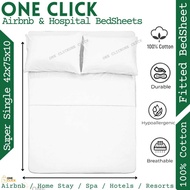 [HOT#] Cotton White Hotel Bedsheet Quilt Cover Comforter Pillowcase Bolster Case Flat Bedsheet | Fit