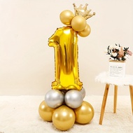 Gold Balloon Jumbo Number Decoration Set 0-9 Jumbo Gold Crown Number Balloon Package 0-9