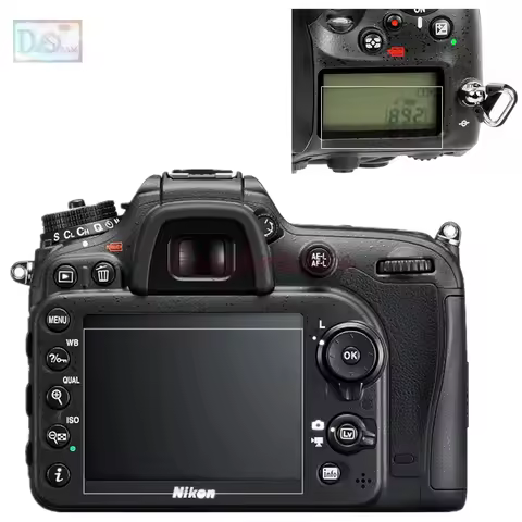 Self-adhesive Glass / Film Main LCD + Top Shoulder Info Screen Protector Guard Cover for Nikon D7100