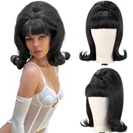 Black Retro Wig 50s 60s 70s Women's Bangs Chemical Fiber Headgear Halloween Wig