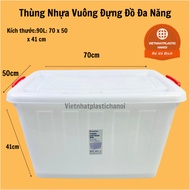 (100% Genuine) Viet Nhat Multi-Purpose Square Plastic Storage Bin with Wheels 55L/ 75L/85L/90L/125L