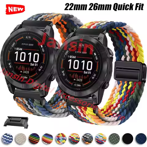 Quick Fit For Garmin 26mm 22mm Band Weaves Nylon Loop Magnetic Correa For Garmin Fenix 5 instinct 2X