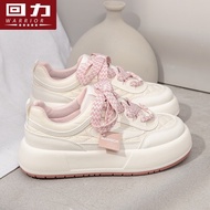 回力女鞋小白鞋女2023春季新款百搭休闲鞋ins潮运动厚底板鞋子女 白粉 36