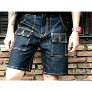 Cargo Jeans Shorts Tank6 Model 16oz Raw Fabric.