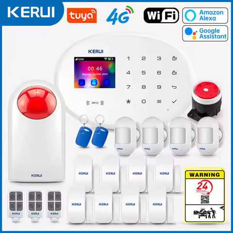 KERUI W204 4G GSM WIFI Alarm System 2.4 inch Screen Tuya Smart Home Security Alarm Buglar RFID Wirel