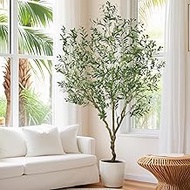Artificial Olive Tree 7ft(84in) Tall Large Fake Floor Potted Faux Olive Silk Tree with Realistic Bra