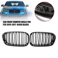 2X Glossy Black Carbon Fiber Front Grill Double Line Kidney Grille For-BMW F20 F21 LCI 1 SERIES 2015-2017