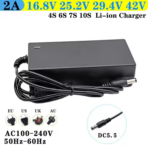 14.8V 24V 36V 2A battery charger output 16.8V 25.2V 29.4V 42V 2A lithium-ion charger suitable for 4s