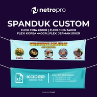 Spanduk Custom Bahan Flexi – Flexi Cina 280gr, 340gr, Flexi Korea 440gr, Flexi Jerman 510gr – Minimu