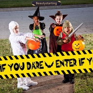 BEAUTYSTARTING Halloween Warning Tape Caution Barrier Festival Warning Streamer Spooky Party Haunted