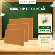 Lie pin board with wooden frame 43x58, 61x91cm - World cork pin board Board with pin box accessories