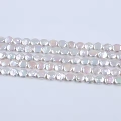 11-13mm different quality Coin Shape Natural White Beads String Freshwater Pearls Strands