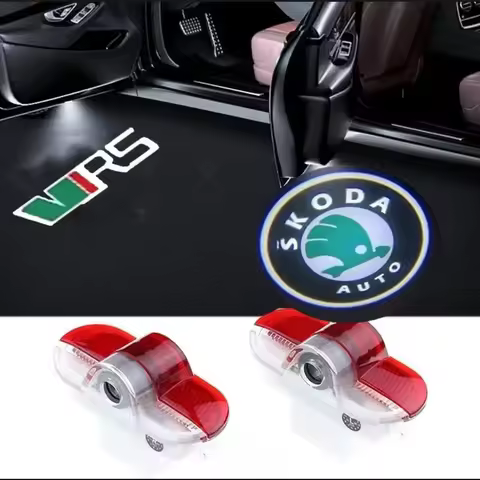 2Pcs LED Car Decor Door 3D Ghost Shadow Projector Courtesy Lights logo For Skoda Octavia A5 1Z 2 MK2