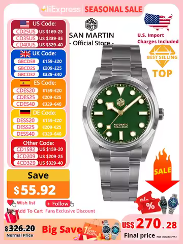 San Martin Vintage 36mm BB36 Explore Climbing Series Luxury Men Watch Couples Sport Watches Automati