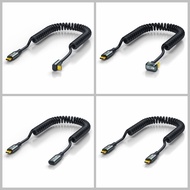 U/L-Shaped USB 3.2 Type-C Coiled Spring Cable, Supports PD 100W, 20Gbps Data & 8K@60Hz for Portable 