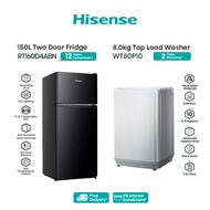 【Bundle Value Buy】2 Door 161L RT160D4ABN + Top Load Washer 8.0KG WT80P10- RT160D4ABN+WT80P10