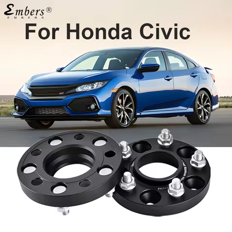 Embers Wheel Spacer For Honda Civic 2005-2026 PCD 5X114.3 CB 64.1 M12X1.5 Black Forged Aluminum Hub 