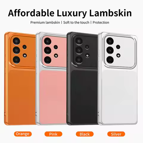 A53 Fashion Lychee Orange Pink Sliver White Black Lens Protection Phone Case For Samsung Galaxy A53 
