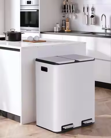Rubbish Bin,2x30L Pedal Bin with Odour Filter, Trash Can,Garbage Can,Waste Separation System,Metal D