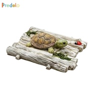 predolo Buoyant Raft with Turtle Resin Buoyant Turtle Ornament Wood-Grain Pond