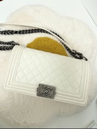 Chanel Boy Bag 25 白色 white 羊皮