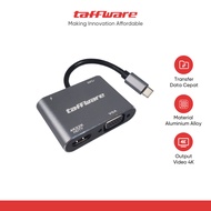 Taffware Video Adapter 4 in 1 USB Type C to HDTV VGA PD Charging 4K - D87