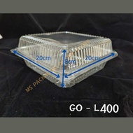 GO - L400  GC - PACK Plastic Tray [ 50pcs± ] Bakery Disposable Plastic Clear Food Box - Bekas Makana