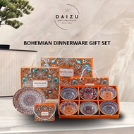 Premium Quality Ceramic Dinnerware Gift Set With Box Bohemian Style Mangkuk Seramik Raya Gift Wedding Gift Door Gift