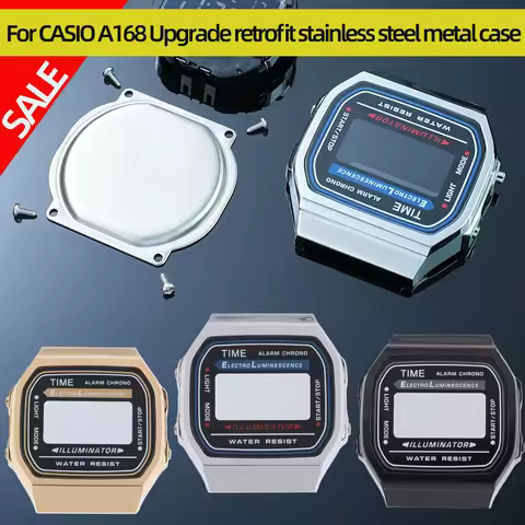 A168 Stainless Steel Watch Case For Casio Small Square 3289 A-168 Modified Stainless Steel Case Upgr