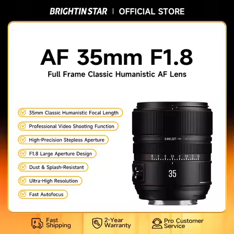Brightin Star AF 35mm F1.8 Full Frame Autofocus Lens for Sony E A7 A6400 ZV-E10 Nikon Z Z5 Z6 Z7 Cam