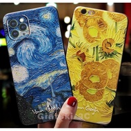 【3D Relief 】iPhone 14 Pro Max 14 Plus Casing Soft Cover High Quality Emboss Van Gogh Claude Monet Fa