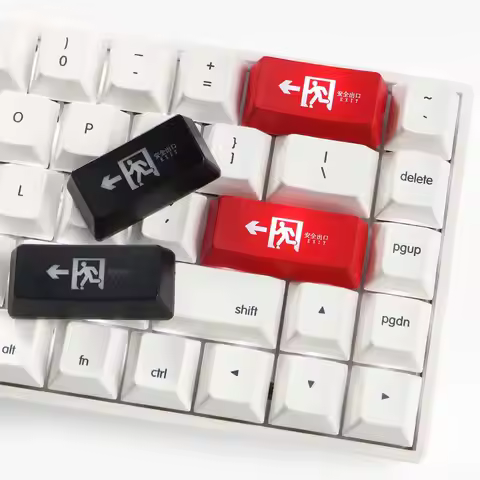 ABS Oem Height Enter Backspace Keycaps Red Black Safety Exit Sign Replacement Mechanical Keyboard Ke