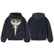 ล้าง Vintage Hoodie เสื้อกันหนาว Casual Streetwear เสื้อผ้าผู้ชายคู่หลวม Fit แบรนด์จีน AE สต็อก